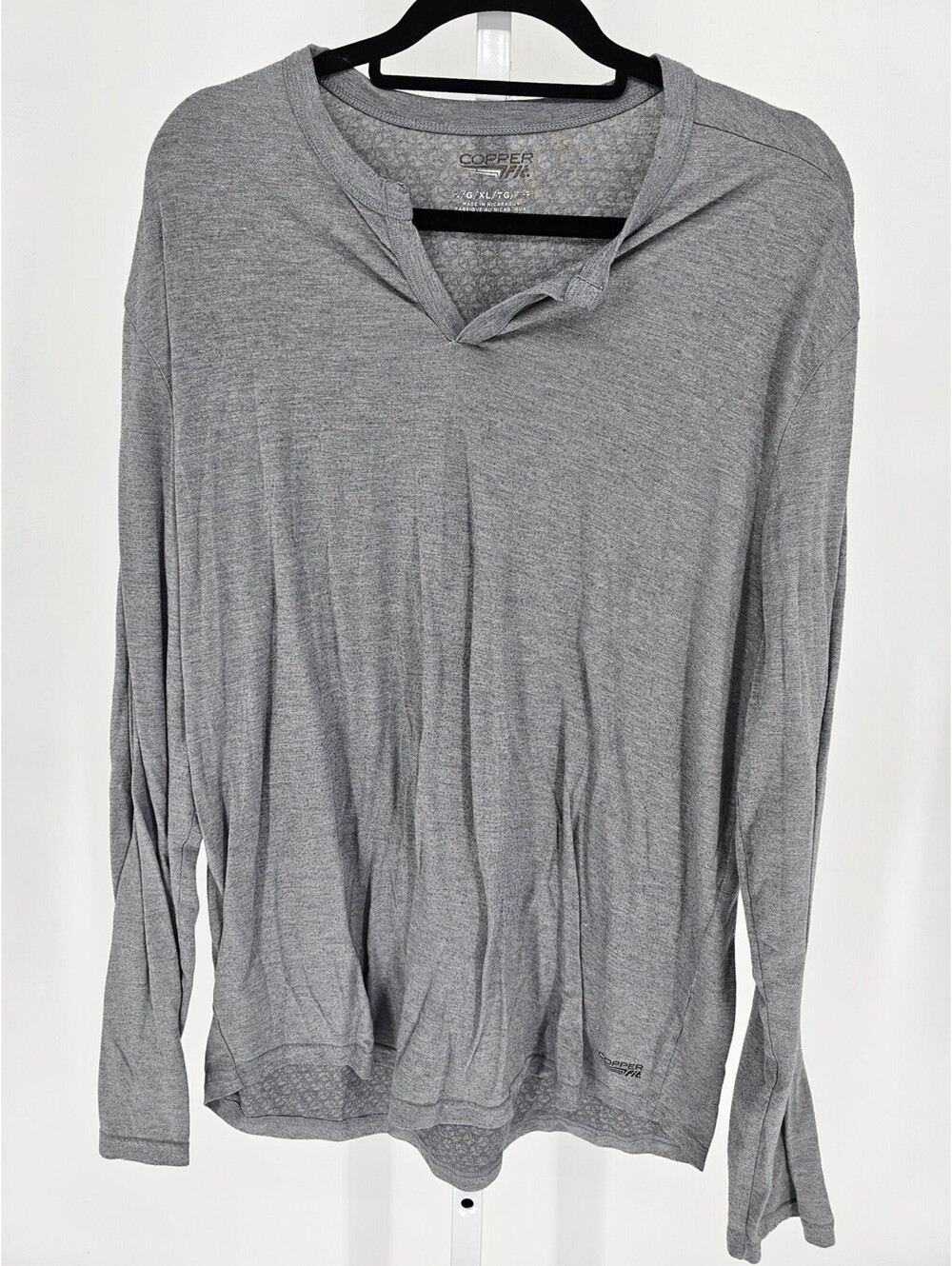 Copper Fit Mens Sz XL Long Sleeve Thermal T Shirt Gray Performance